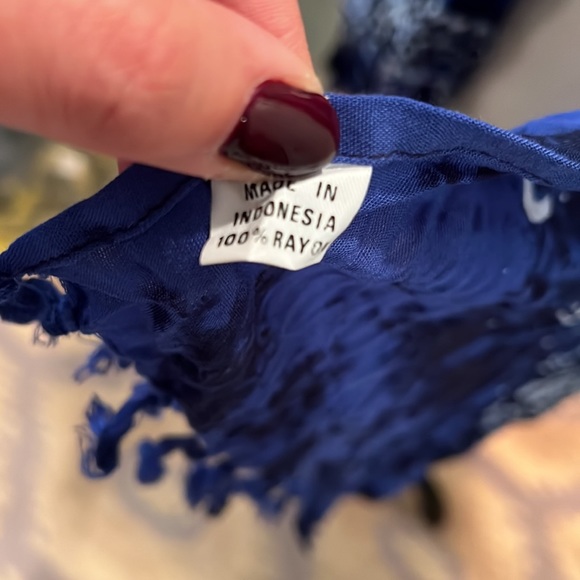 Fish Pring Blue Sarong Scarf swim coverup - Picture 2 of 4